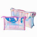 New Fashion Waterproof PVC Organizer Pouch Ladies Holographic Purse Jelly Cosmetic Makeup Bag Ziplock